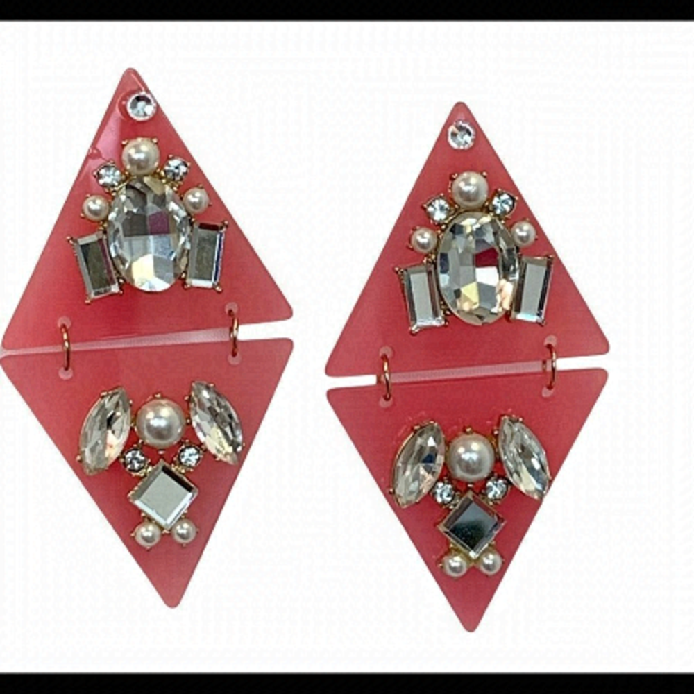 BEBE Pink triangle rhinestone Embellished earring